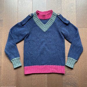 Chanel Blue/Fuschia/Grey Colorblock Cashmere/Wool/Mohair Sweater Jumper - FR 34